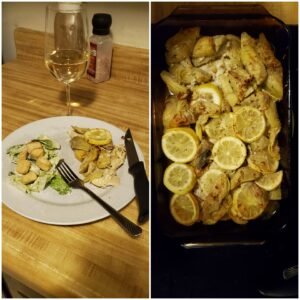 lemon artichoke chicken paired with white wine