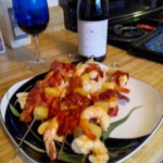 shrimp kabobs with Temranillo Wine